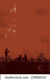 Cowboys taking a break, vector