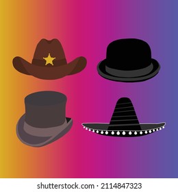 Cowboy-Wild west hat collection vector illustration