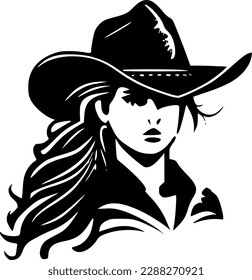 Cowgirl - Schwarz-Weiß-Symbol einzeln - Vektorgrafik