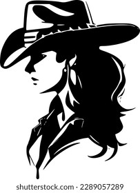 Cowgirl - Black and White Isolated Icon - Vector illustration