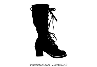 Cowgirl Boot Silhouette Black Clipart, Cowboy Boot Vector isolated on a white background