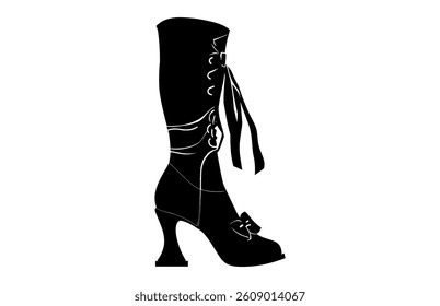 Cowgirl Boot Silhouette Vector, Cowboy Boot Black Clipart