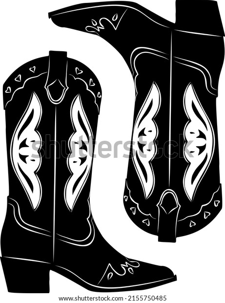 Cowgirl Boots Black White Monochrome Graphic Stock Vector (royalty Free 