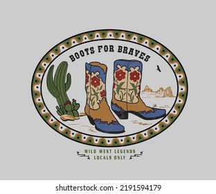 cowgirl boots illustration with topography design vector