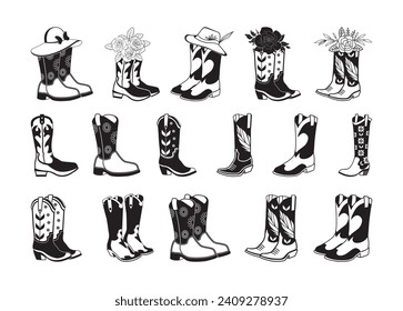 Cowgirl Boots vector for print, Cowgirl Boots clipart, Cowgirl Boots vector illustration