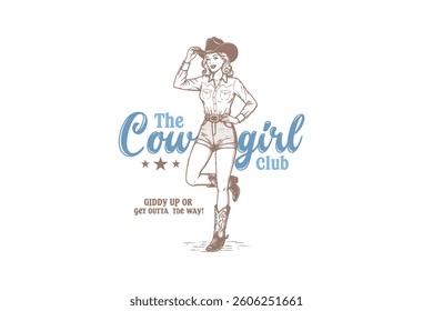 The Cowgirl club, Vintage Western Cowgirl Sublimation T Shirt Design	