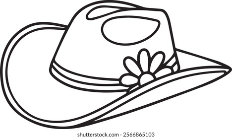 Cowgirl, Cowboy hat with flowers. Vector Western hat Vector lineart