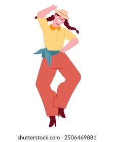 cowgirl dancing country western dance isolated