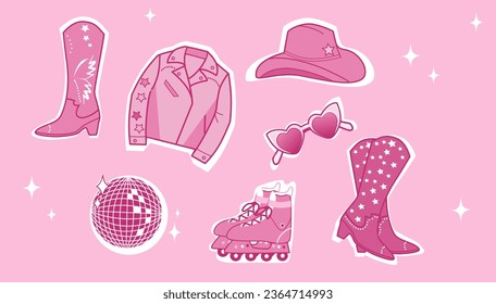 Cowgirl Dolly wardrobe vector set 