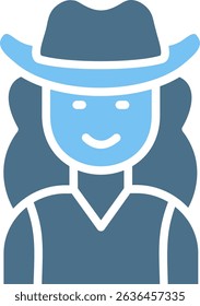 Cowgirl Glyph Two Colour Icon