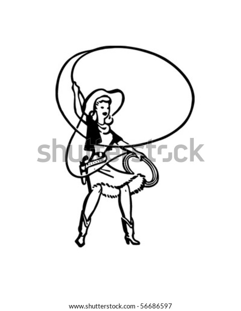 Cowgirl Lasso Retro Clip Art Stock Vector (Royalty Free) 56686597