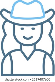 Cowgirl Line Two Colour Icon