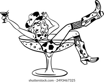 Cowgirl in Martini Glass. Ikone der Bachelorette.