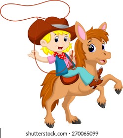 Cowgirl Riding A Horse With Lasso