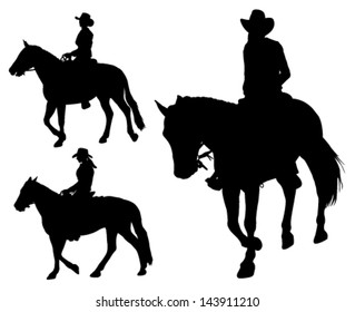 cowgirl riding horse silhouettes