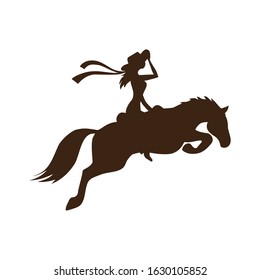 cowgirl riding horse, vector illustration