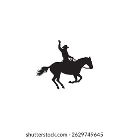 Cowgirl Riding Horse Waving Silhouette