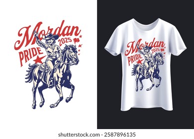 Cowgirl, rodeo, horse riding, western style, vintage design, t-shirt illustration, cowboy culture, country fashion, equestrian, wild west, western pride, graphic tee, digital print, patriotic theme

