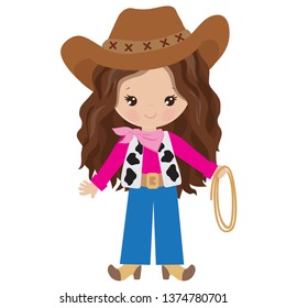 Cowgirl vector cartoon illustration