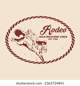 Vector Emblem del logotipo Wild West Vintage de Cowgirl