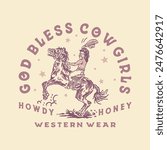 cowgirls illustration horse graphic rodeo design western vintage wild west