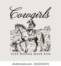 Cowgirls Just Wanna Have Fun Western Graphic