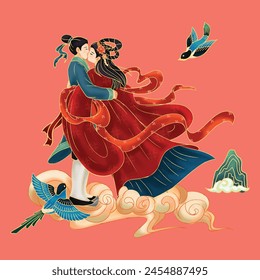 Cowherd and Weaver Girl kiss on Chinese Valentine's Day