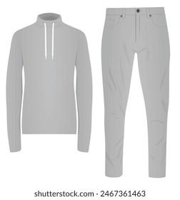 Cowl neck jumper and pants. vector illustration