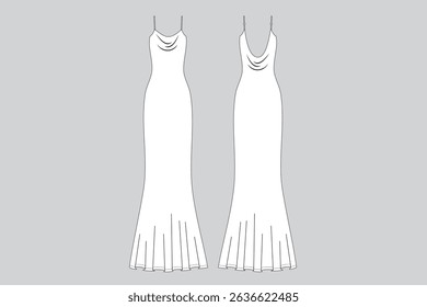 Cowl Neck Slip Dress Fashion Template