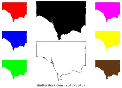 Cowlitz County, State of Washington (Condado de Cowlitz, Estados Unidos da América, EUA, EUA) mapa ilustração vetorial, esboço de rabisco Mapa de Cowlitz