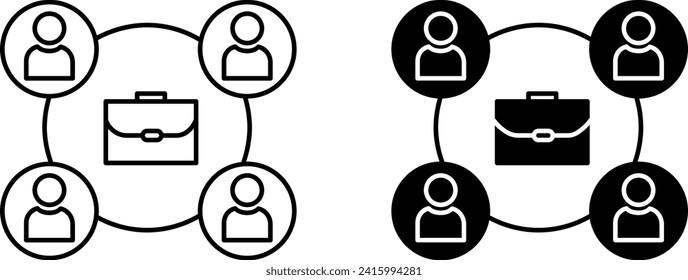 Co-worker Icons. Work Colleagues and Business Bag. Business and Teamwork Concept