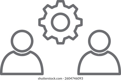 Coworker meeting icon with black outline style. room, symbol, company, coworkers, corporate, presentation, remote. Vector Illustration