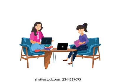 Coworker vector flat design illustration. 