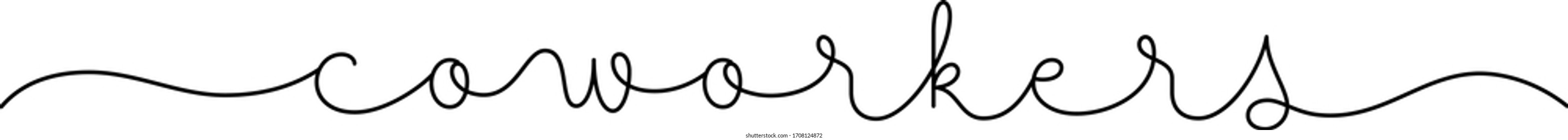 COWORKERS black vector monoline calligraphy banner with swashes