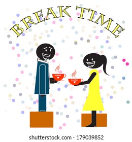coworkers enjoy a coffee in her break time