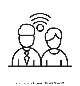 coworkers men with wifi line style icon design, Coworking teamwork and strategy theme Vector illustration