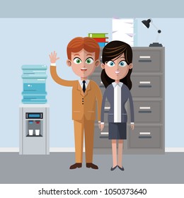 Coworkers at office cartoons