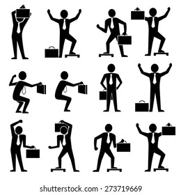 Coworkers talking and working  vector icons