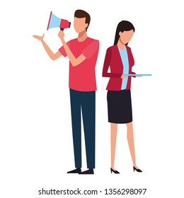 Coworkers teamwork cartoon