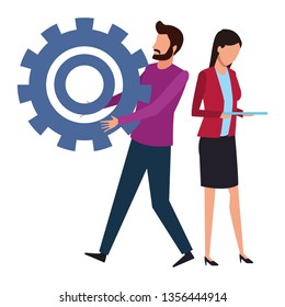 Coworkers teamwork cartoon