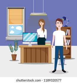 Coworkers working at office