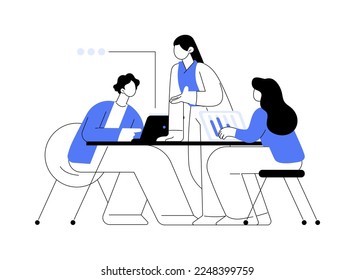 Coworking abstract concept vector illustration. Coworking for freelancers, teamwork and communication, independent activity, collaboration in shared office space, self-employed abstract metaphor.