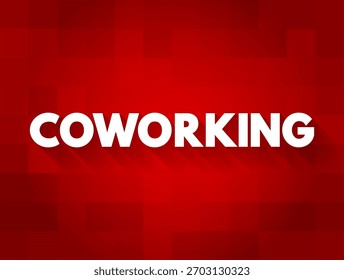 Coworking ist ein Arrangement, in dem Arbeiter verschiedener Unternehmen einen Büroraum, Textkonzept-Hintergrund teilen