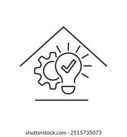  Coworking center. Creative workshop. Vector linear icon isolated on white background.