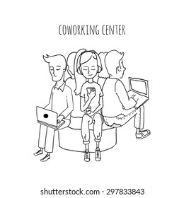 Coworking center. People working together