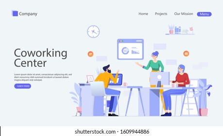 Coworking Center Vector Illustration Concept , Suitable for web landing page, ui, mobile app, editorial design, flyer, banner, and other related occasion