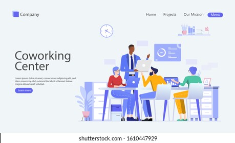 Coworking Center Vector Illustration Concept , Suitable for web landing page, ui, mobile app, editorial design, flyer, banner, and other related occasion