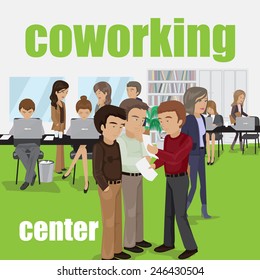 Coworking Center - Vector Illustration, Graphic Design, Editable For Your Design