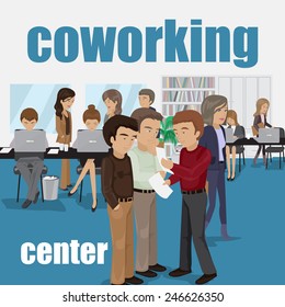 Coworking Center - Vector Illustration, Graphic Design, Editable For Your Design