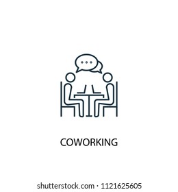 Coworking concept line icon. Simple element illustration. Coworking concept outline symbol design from startup set. Can be used for web and mobile UI/UX